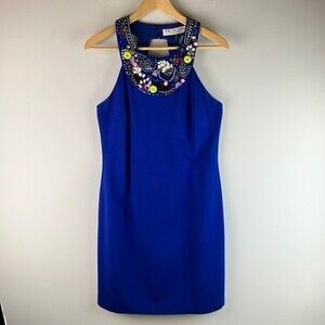 Trina Turk Royal Blue Beaded Embellished Mini Dress Size 6